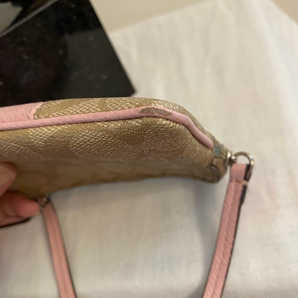 Coach Signature Pink and Tan Wristlet - Picture 11 of 11